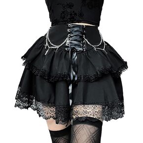 TSMNZMU Womens Gothic Mini Skirts High Waist Punk Grunge Pleated Skirts Harajuku Lolita Skirt Mall Goth Emo Skirt in Saudi Arabia