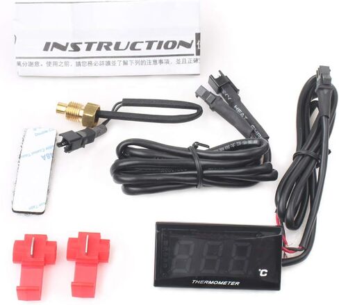 CNFANG4 دراجة نارية رقمية درجة حرارة الماء مقياس درجة حرارة مقياس الرطوبة مقياس درجة حرارة الرطوبة لمعظم الدراجات النارية 12 فولت ، الأزرق in Kuwait