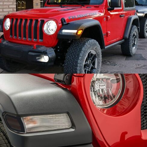 لعام 2018 2019 2020 2021 2022 2023 Jeep Wrangler JL & Gladiator JT Front Pumper Marker Lights Amber Lens Amber LED 68302120ab 68302119ab ، CH2551137 CH2550137 in Saudi Arabia