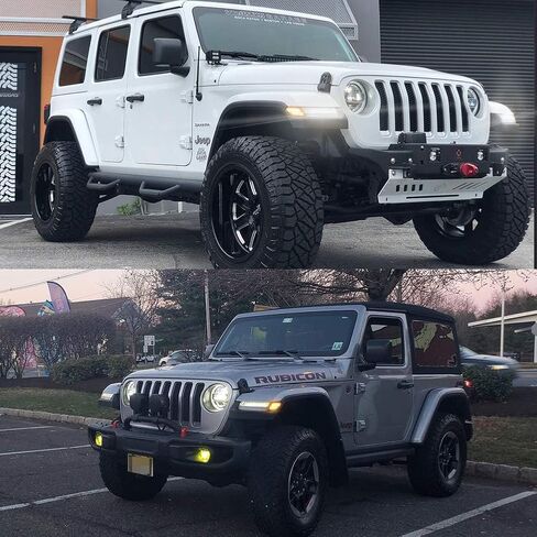 لعام 2018 2019 2020 2021 2022 2023 Jeep Wrangler JL & Gladiator JT Front Pumper Marker Lights Amber Lens Amber LED 68302120ab 68302119ab ، CH2551137 CH2550137 in Saudi Arabia