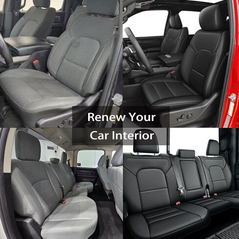 Custom Fit Seat Covers for Dodge RAM 1500 2019 2020 2021 2022 2023 2024 2025 Leather Cars Seats Cover Full Set Black in Kuwait