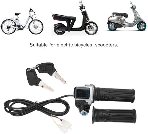 E Bike Throttle Grip Set, High Strength Electric Bike Throttle Grip Lock Key Set LED Indicator for Motorcycle Scooter 48V in Kuwait