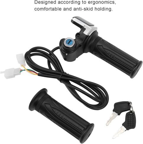 E Bike Throttle Grip Set, High Strength Electric Bike Throttle Grip Lock Key Set LED Indicator for Motorcycle Scooter 48V in Kuwait