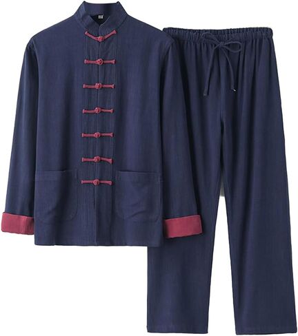 Cotton Linen Tai Chi Uniform Shirt Pants - Qi Gong Martial Arts Kung Fu Clothing in Saudi Arabia