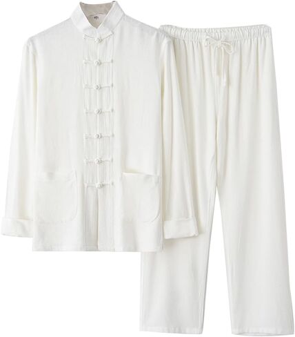 Cotton Linen Tai Chi Uniform Shirt Pants - Qi Gong Martial Arts Kung Fu Clothing in Saudi Arabia