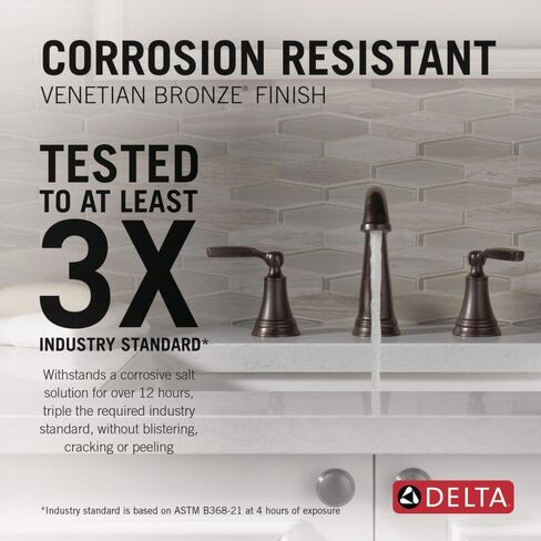 Delta Faucet Woodhurst Widespread Bathroom Faucet 3 Hole, Bronze Bathroom Faucet, Bathroom Sink Faucet, Metal Drain Assembly, Venetian Bronze 3532LF-RB in Saudi Arabia