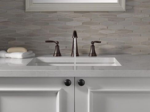 Delta Faucet Woodhurst Widespread Bathroom Faucet 3 Hole, Bronze Bathroom Faucet, Bathroom Sink Faucet, Metal Drain Assembly, Venetian Bronze 3532LF-RB in Saudi Arabia
