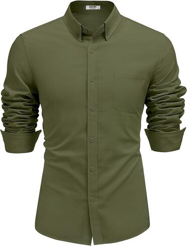 COOFANDY Men's Long Sleeve Button Down Shirts Casual Cotton Linen Shirts Summer Beach Shirt with Pocket in Saudi Arabia