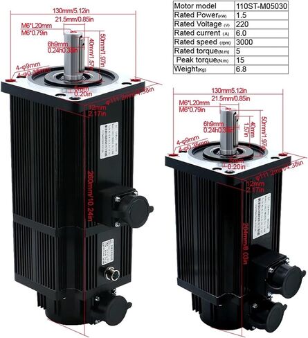 1pc 1.5KW 220VAC 110ST M05030 130ST M06025 M10015 5Nm 6Nm 10N Servo Motor with T3DF-L30F-RABF Engine Drive for Mill Engraver(with Brake,130ST 6Nm) in Saudi Arabia