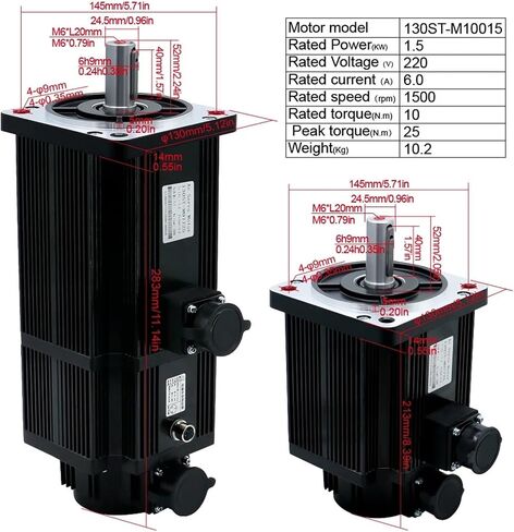 1pc 1.5KW 220VAC 110ST M05030 130ST M06025 M10015 5Nm 6Nm 10N Servo Motor with T3DF-L30F-RABF Engine Drive for Mill Engraver(with Brake,130ST 6Nm) in Saudi Arabia