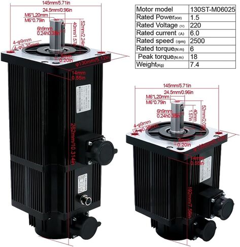 1pc 1.5KW 220VAC 110ST M05030 130ST M06025 M10015 5Nm 6Nm 10N Servo Motor with T3DF-L30F-RABF Engine Drive for Mill Engraver(with Brake,130ST 6Nm) in Saudi Arabia