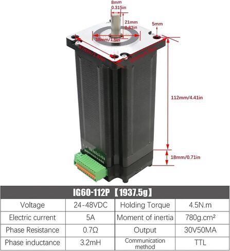 1pc Nema24 60 Closed Loop Integrated Motor 1.8N 2.6N 3.5n 4.5n Diameter 8mm IG Hybrid Integrated Servo Motor(IG60-112P 4.5Nm) in Saudi Arabia