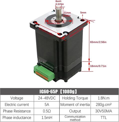 1pc Nema24 60 Closed Loop Integrated Motor 1.8N 2.6N 3.5n 4.5n Diameter 8mm IG Hybrid Integrated Servo Motor(IG60-112P 4.5Nm) in Saudi Arabia