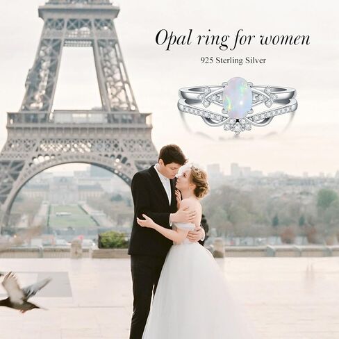 1CT Opal Rings for Women 925 Sterling Silver Oval Opal Engagement Ring Bridal Set with Cubic Zirconia Wedding Promise Ring Jewelry Gift for Her in Saudi Arabia