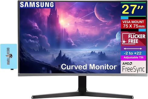 SAMSUNG FreeSync Monitor LC27R500FHNXZA Bundle with Docztorm Dock, 27" FHD VA (1920x1080) Display, VESA Mount (75x75mm), HDMI 1.4, VGA, Ideal for Home & Business, Dark Blue Grey (2024 Latest Model) in Saudi Arabia