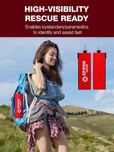 EpiPen Carry Case for 2 EpiPens Insulated – Epipen Holder Bag with Carabiner, Waterproof Travel Epipen Case for Allergies, Asthma, Sports & Outdoor Emergencies (Red) in Saudi Arabia