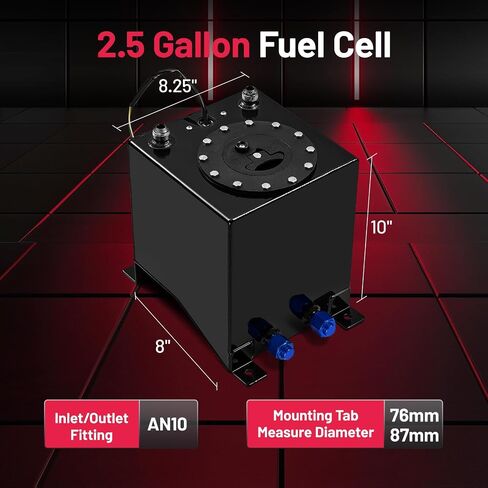 BDFHYK 5 Gallon Fuel Cell Gas Tank Aluminum Polished Sliver with Level Sender 12" (L) x 12" (W) x 8" (H) Racing Street Drift Strip Fuel Tank Fuel Cap in Saudi Arabia