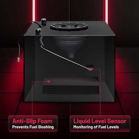 BDFHYK 5 Gallon Fuel Cell Gas Tank Aluminum Polished Sliver with Level Sender 12" (L) x 12" (W) x 8" (H) Racing Street Drift Strip Fuel Tank Fuel Cap in Saudi Arabia