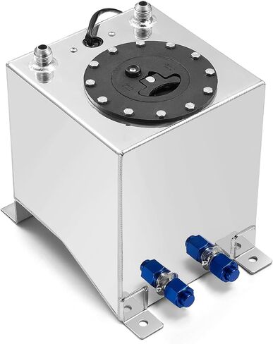BDFHYK 5 Gallon Fuel Cell Gas Tank Aluminum Polished Sliver with Level Sender 12" (L) x 12" (W) x 8" (H) Racing Street Drift Strip Fuel Tank Fuel Cap in Saudi Arabia