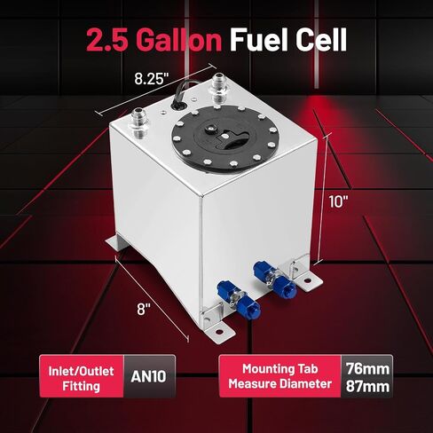 BDFHYK 5 Gallon Fuel Cell Gas Tank Aluminum Polished Sliver with Level Sender 12" (L) x 12" (W) x 8" (H) Racing Street Drift Strip Fuel Tank Fuel Cap in Saudi Arabia