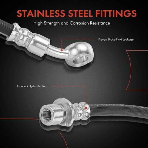 A-Premium Rear Driver and Passenger Brake Hydraulic Hose Compatible with Select Honda Models - Accord 1998 1999 2000 2001 2002 with Rear Disc Brakes - Replace# 01466S84W50(Pack of 2) in Saudi Arabia