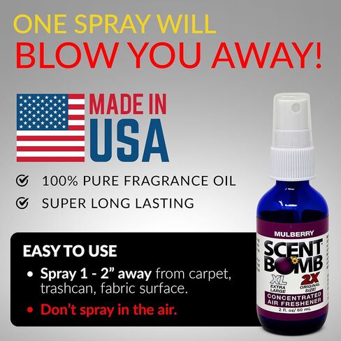 Scent Bomb Air Freshener Spray, Long-Lasting Odor Eliminator for Home & Car, Effective Deodorizer Spray for Kitchen, Bathroom, Fresh Room Spray & Smell Neutralizer, 2 oz, Clean Cotton in Saudi Arabia