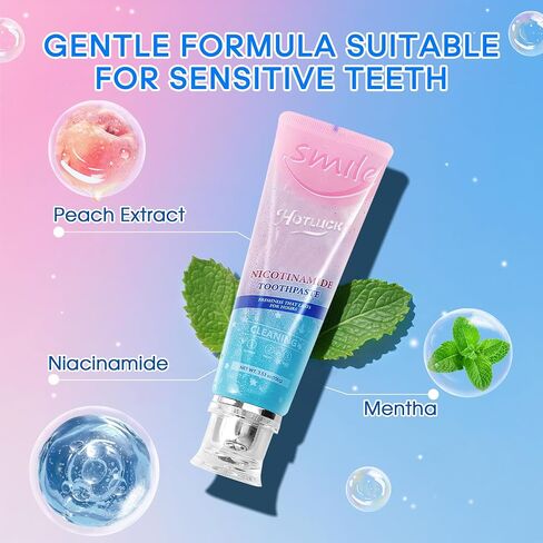 Hotluck Niacinamide Toothpaste, Tooth Paste for Gum Disease Repair, with Natural Peppermint Flavor for Teeth Whitening, Antimicrobial, Remineralizing Enamel &Sensitive Relief, 3.53 Oz(2 Pack) in Saudi Arabia