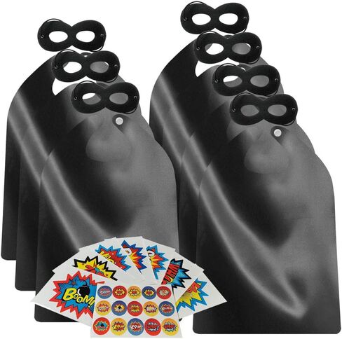 ADJOY Superhero Capes and Masks for Kids Birthday Party 7 Sets - DIY Dress Up Costumes - Bluk Pack (Black) in Saudi Arabia