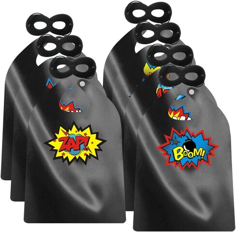 ADJOY Superhero Capes and Masks for Kids Birthday Party 7 Sets - DIY Dress Up Costumes - Bluk Pack (Black) in Saudi Arabia