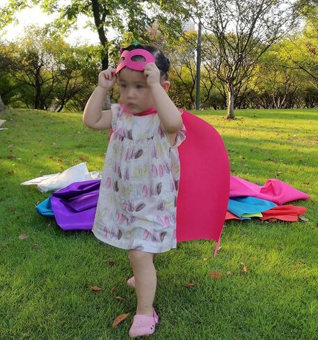 ADJOY Superhero Capes and Masks for Kids Birthday Party 7 Sets - DIY Dress Up Costumes - Bluk Pack (Black) in Saudi Arabia