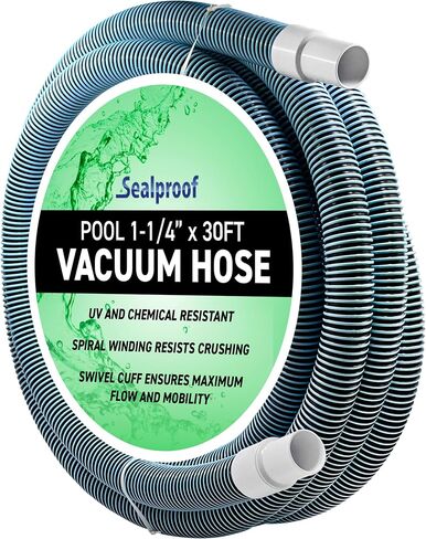 Swimming Pool Vacuum Hose 1-1/4" x 36-Ft, Swivel Cuff Kinkproof Design, Made in USA, Connects to Vacuum Head, Skimmer, Filter Pump for Cleaning Above Ground or In Ground Pools in Kuwait