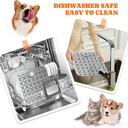 Stainless Steel Lick Mat for Dogs and Cats: Large Licking Mat for Small Large Dogs, Pet Lick Pad for Crate Boredom & Anxiety Reduce, Slow Feeding, Cat Slow Feeder Mat with Spatula, Scrubbing Brush in Kuwait