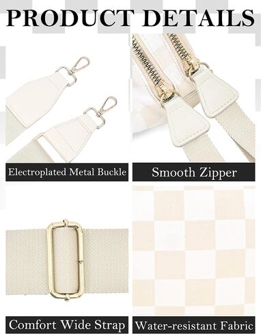 Checkered Crossbody Bum Bag for Women, Water-resistant Roomy Checkered Purse Fanny Packs Large Shoulder Belt Bag in Kuwait