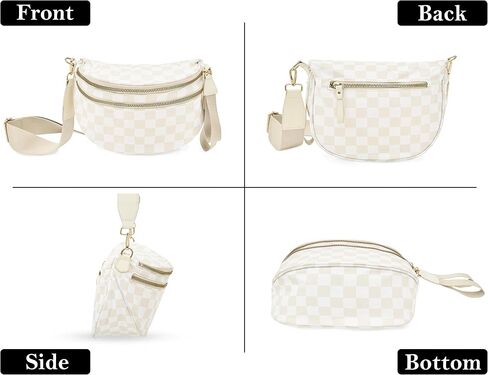 Checkered Crossbody Bum Bag for Women, Water-resistant Roomy Checkered Purse Fanny Packs Large Shoulder Belt Bag in Kuwait