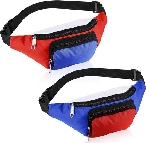 Abbylike 2 Pack Fanny Packs 4th من يوليو وطني أبيض زرقاء حمراء فاني حزم حقائب الخصر القابلة للتعديل ملحقات للنساء للرجال استقلال يوم الولايات المتحدة الأمريكية في اليوم الوطني الأمريكي (الطراز الوطني) in Saudi Arabia
