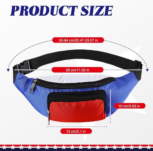 Abbylike 2 Pack Fanny Packs 4th من يوليو وطني أبيض زرقاء حمراء فاني حزم حقائب الخصر القابلة للتعديل ملحقات للنساء للرجال استقلال يوم الولايات المتحدة الأمريكية في اليوم الوطني الأمريكي (الطراز الوطني) in Saudi Arabia