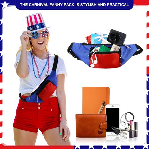 Abbylike 2 Pack Fanny Packs 4th من يوليو وطني أبيض زرقاء حمراء فاني حزم حقائب الخصر القابلة للتعديل ملحقات للنساء للرجال استقلال يوم الولايات المتحدة الأمريكية في اليوم الوطني الأمريكي (الطراز الوطني) in Saudi Arabia