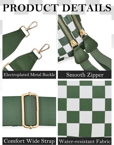 Checkered Crossbody Bum Bag for Women, Water-resistant Roomy Checkered Purse Fanny Packs Large Shoulder Belt Bag in Kuwait