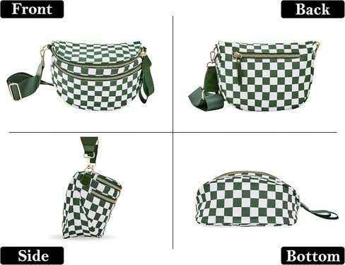 Checkered Crossbody Bum Bag for Women, Water-resistant Roomy Checkered Purse Fanny Packs Large Shoulder Belt Bag in Kuwait