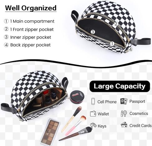Checkered Bum Bag Crossbody Bag for Women, Spacious Purse Oversized Fanny Packs（Beige） in Kuwait