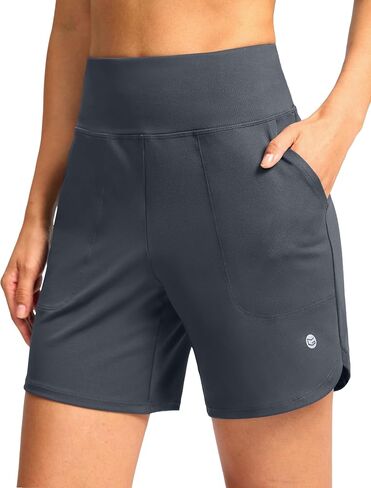 G Gradual Women's Athletic Shorts 6" High Waisted Stretchy Bermuda Shorts for Women Quick Dry Summer Casual Shorts in Saudi Arabia