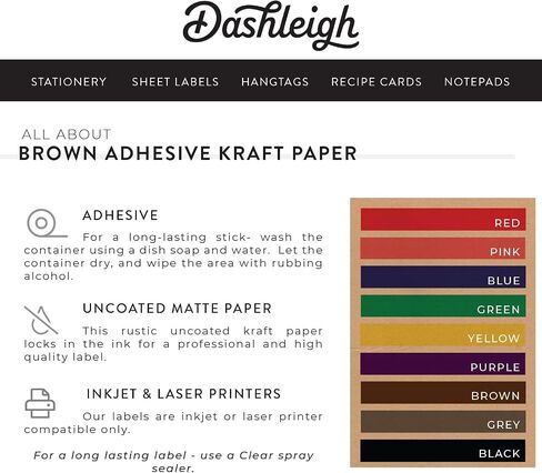60 Hang Tag Sheet Labels, 3 x 1.75 Inches, for Gifts or Packaging, Kraft Brown for Inkjet or Laser Printers in Saudi Arabia