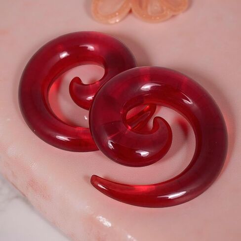 Mystic Metals Body Jewelry Pair of Red Acrylic Spiral Tapers Plugs in Saudi Arabia