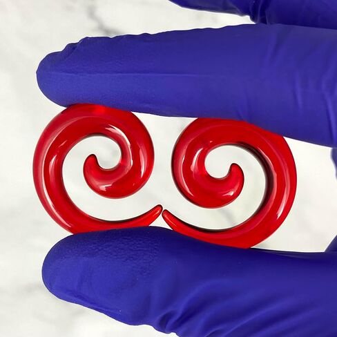 Mystic Metals Body Jewelry Pair of Red Acrylic Spiral Tapers Plugs in Saudi Arabia