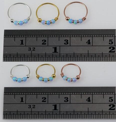 Triple Opal Stone 22 Gauge 925 Sterling Silver Hoop Nose Birecing Ring Jewelry Jewelry in Saudi Arabia