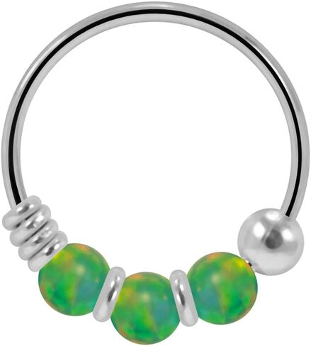 Triple Opal Stone 22 Gauge 925 Sterling Silver Hoop Nose Birecing Ring Jewelry Jewelry in Kuwait