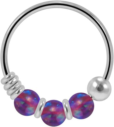 Triple Opal Stone 22 Gauge 925 Sterling Silver Hoop Nose Birecing Ring Jewelry Jewelry in Kuwait