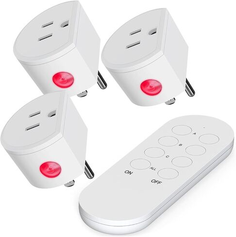 Wireless Remote Control Outlet Switch, SURNICE Mini Remote Light Switch 10A/1200W for Lights, Up to 130 FT Long Range, FCC and ETL Certified, 3 Expandable Outlets + 1 Remote in Saudi Arabia