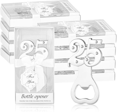 24PCS 25th Birthday Party Favors for Guests,Number 25 Silver Wedding Anniversary Beer Bottle Openers Gifts, Decorations,Souvenirs for Guests for Bridal Shower Favors (24, 25) in Saudi Arabia