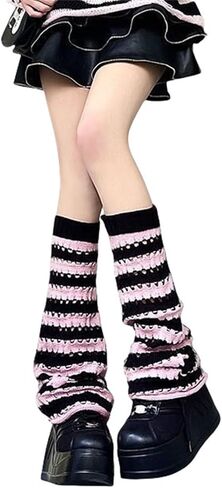 Goth Alt Leg Warmers for Women Y2k Gothic Long Punk Knit Japanese Fashion Steampunk Grunge Emo Hippie Knitted Warm in Saudi Arabia